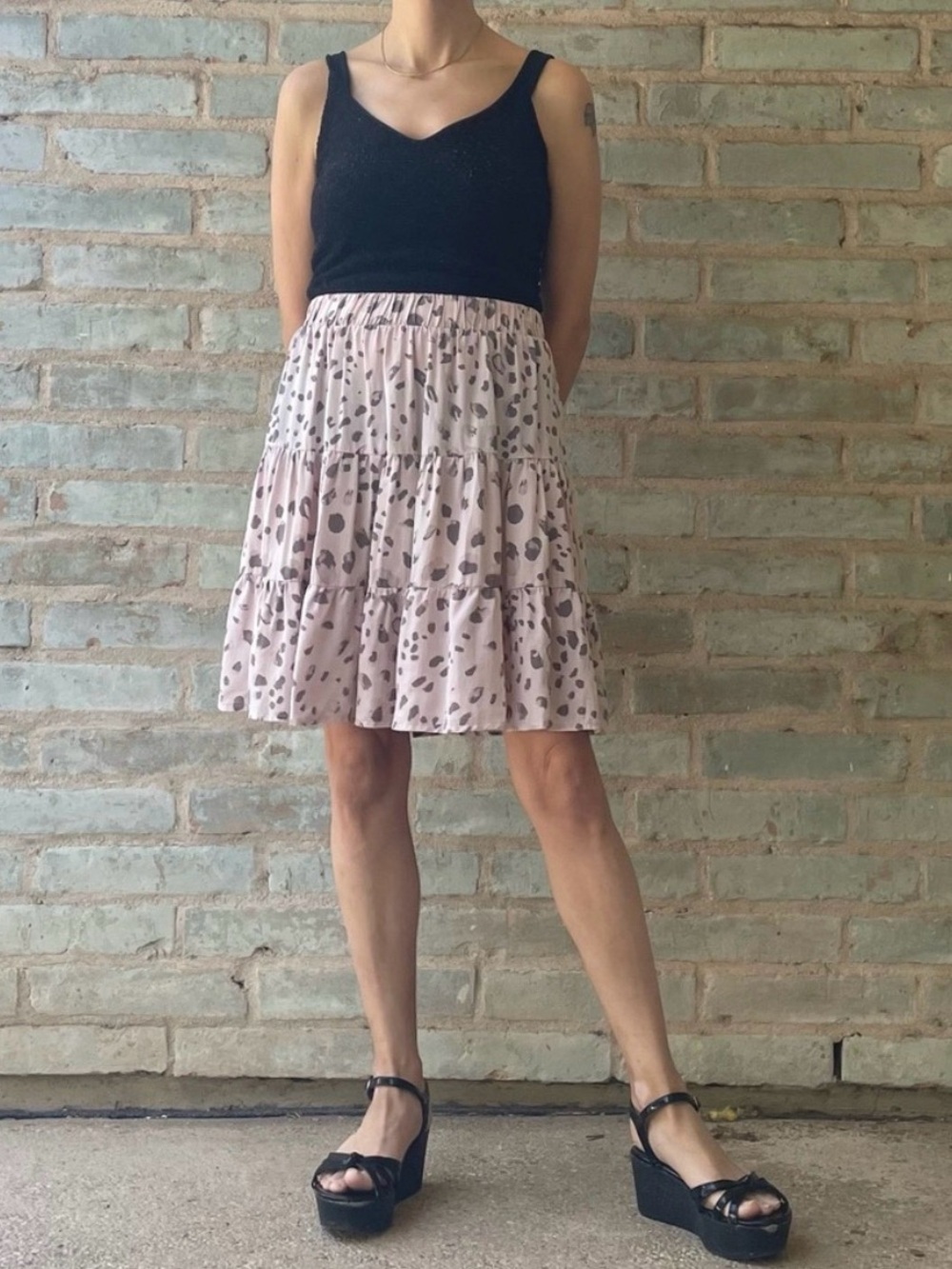 cloth & stone Blush Pink Leopard Mini Skirt